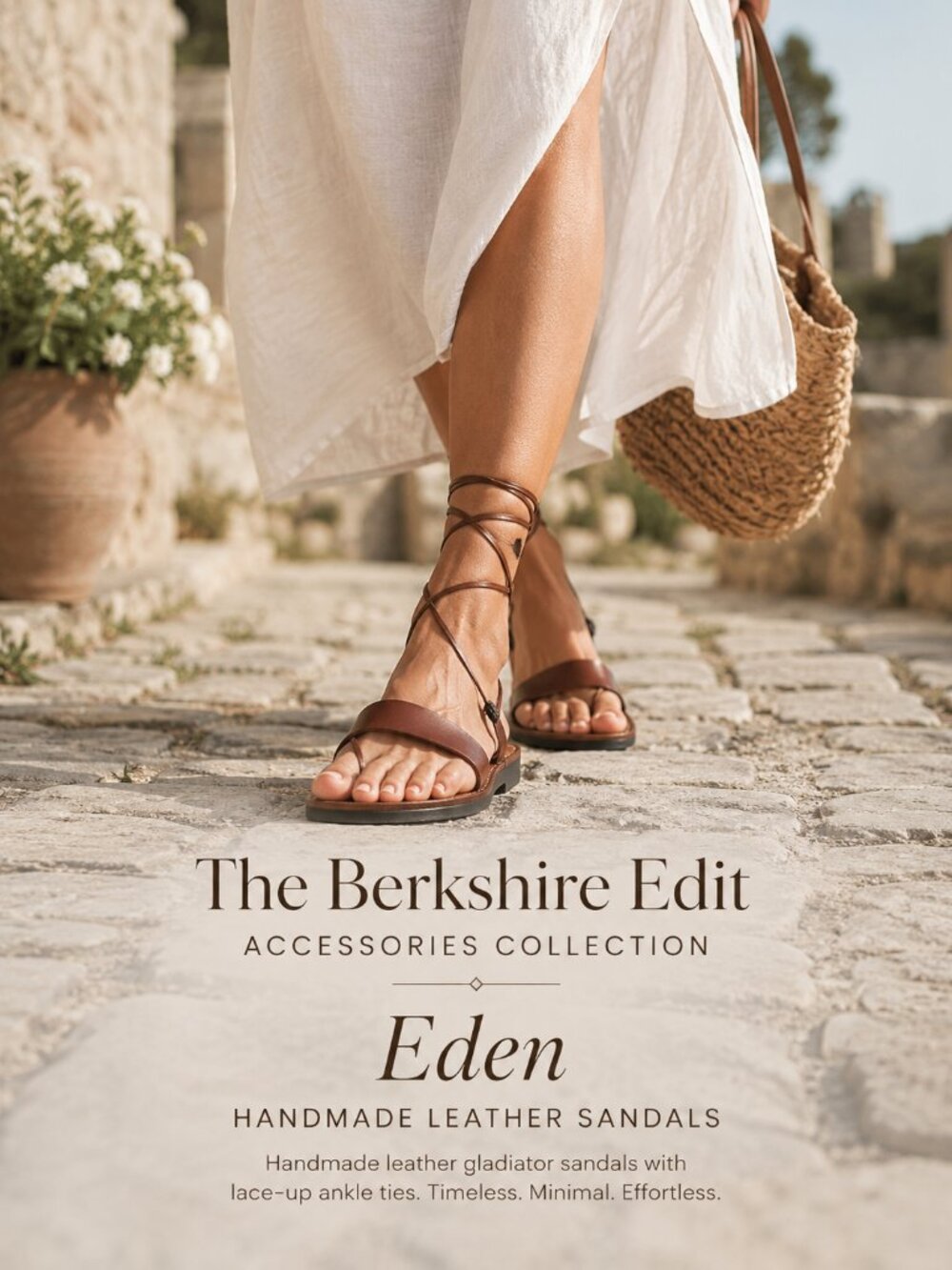 Eden Handmade Brown Leather Lace Up Gladiator Sandals EU37 US 6.5 Resort